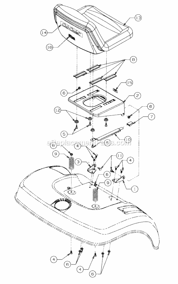 Seat And Support Diagram and Parts List for 2176 13A-274G100 Cub Cadet Lawn Tractor